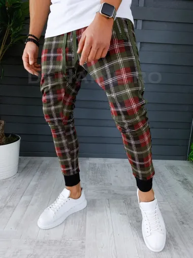 Pantaloni barbati kaki in carouri smart casual ZR CU MIC DEFECT DEF19066 D2-5.3